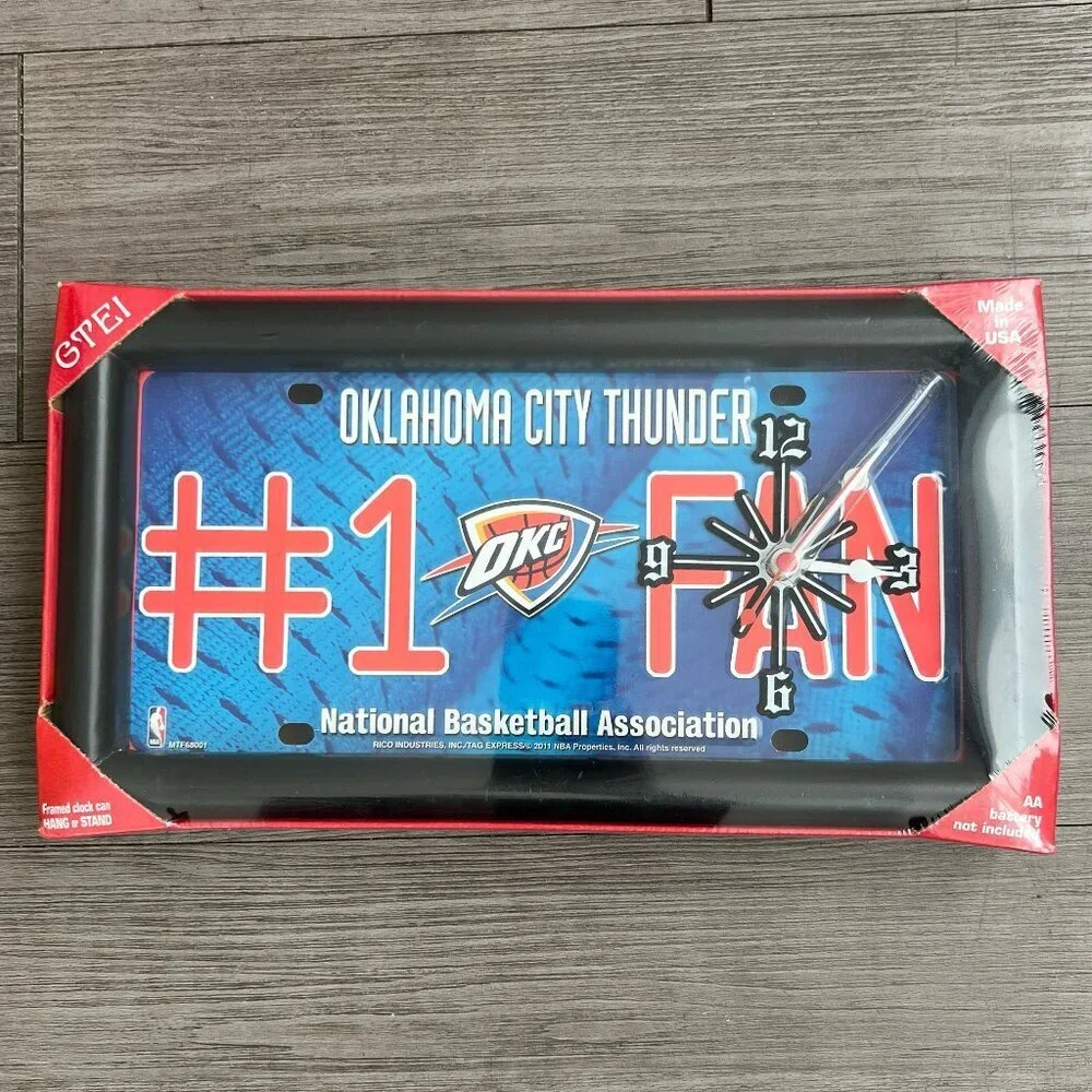 NEW NBA Oklahoma City Thunder #1 Fan License Plate Clock Brand New In Box